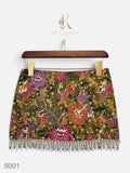 Lotus Garden Beaded Mini Skirt in Olive (S001)
