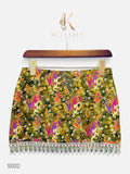 Paisley Bloom Beaded Mini Skirt in Olive (S002)
