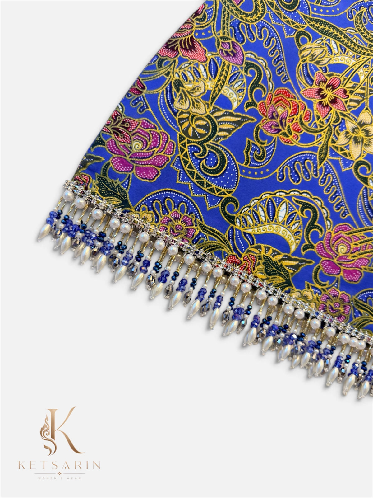 Wild Orchid Beaded Mini Skirt in Cobalt (S005)