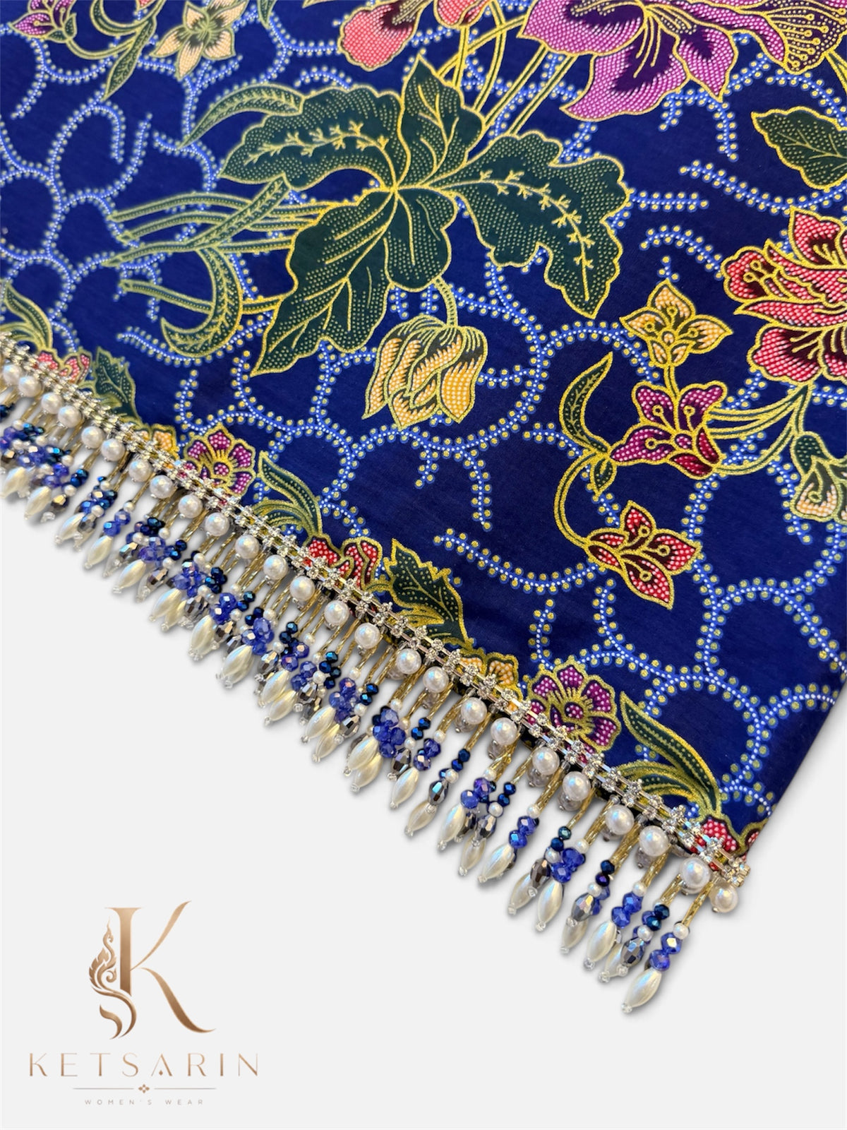 Midnight Lily Beaded Mini Skirt in Navy (S006)