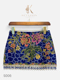 Midnight Lily Beaded Mini Skirt in Navy (S006)