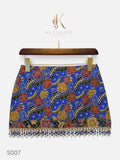 Rose Ribbon Beaded Mini Skirt in Cobalt (S007)