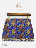Rose Trellis Beaded Mini Skirt in Cobalt (S008)