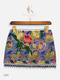 Coral Lily Beaded Mini Skirt in Cobalt (S011)