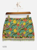 Rose Ribbon Beaded Mini Skirt in Sage (S018)