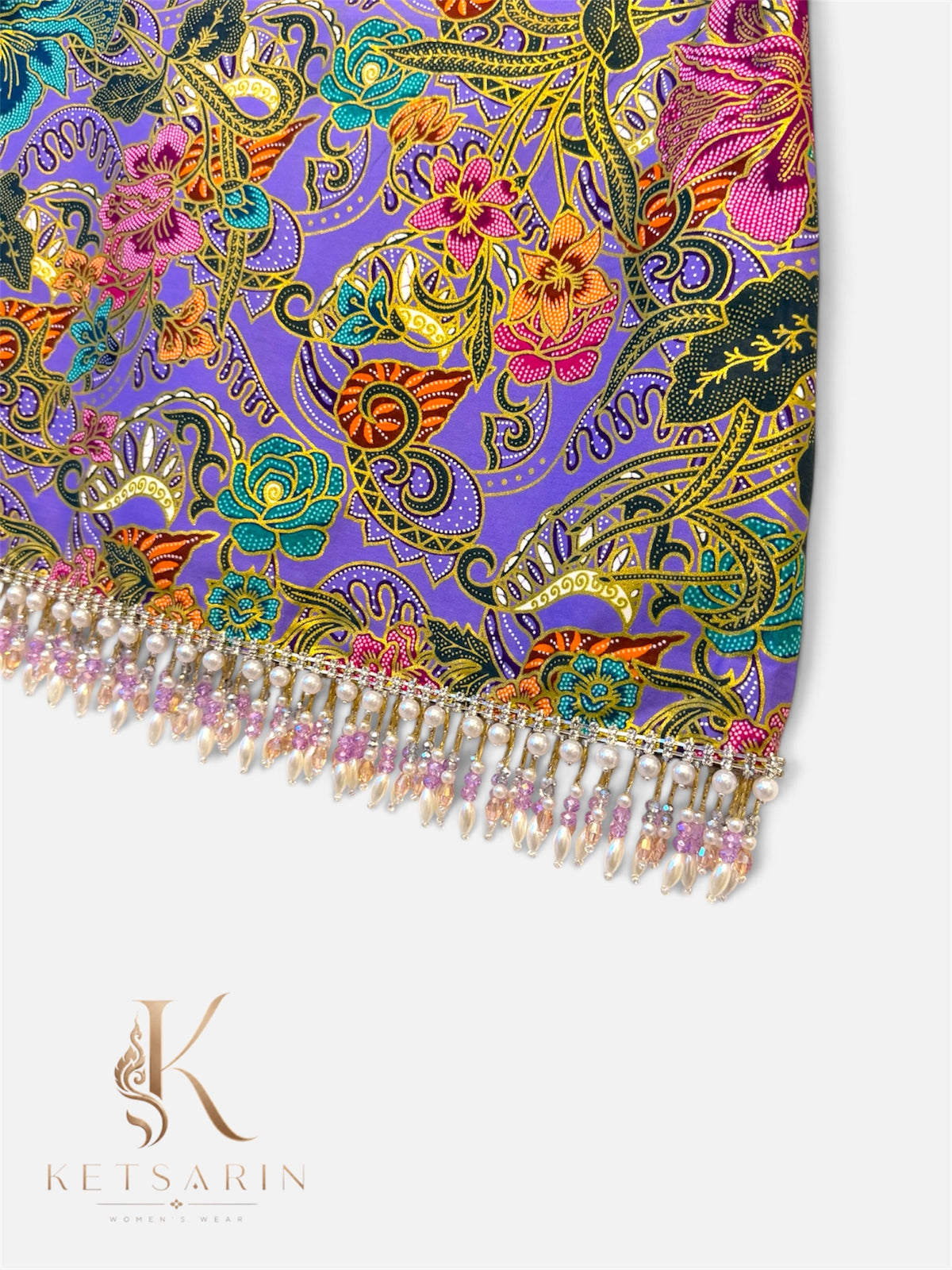 Lily Paisley Beaded Mini Skirt in Lilac (S022)