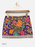 Marigold Peony Beaded Mini Skirt in Plum (S023)