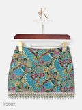 Phoenix Bloom Beaded Mini Skirt in Teal (XS002)