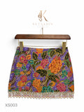 Peony Garden Beaded Mini Skirt in Lilac (XS003)