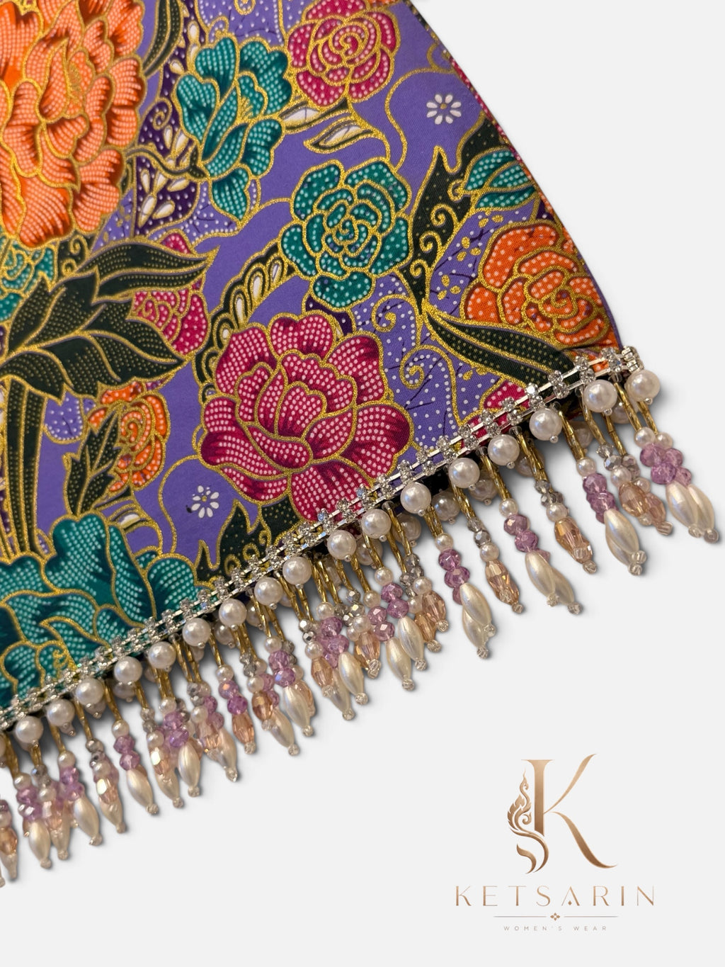 Peony Garden Beaded Mini Skirt in Lilac (XS003)