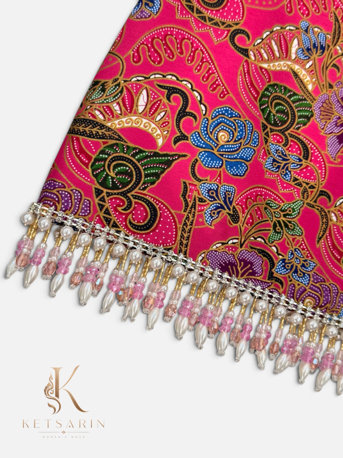 Iris Beaded Mini Skirt in Fuchsia (XS004)