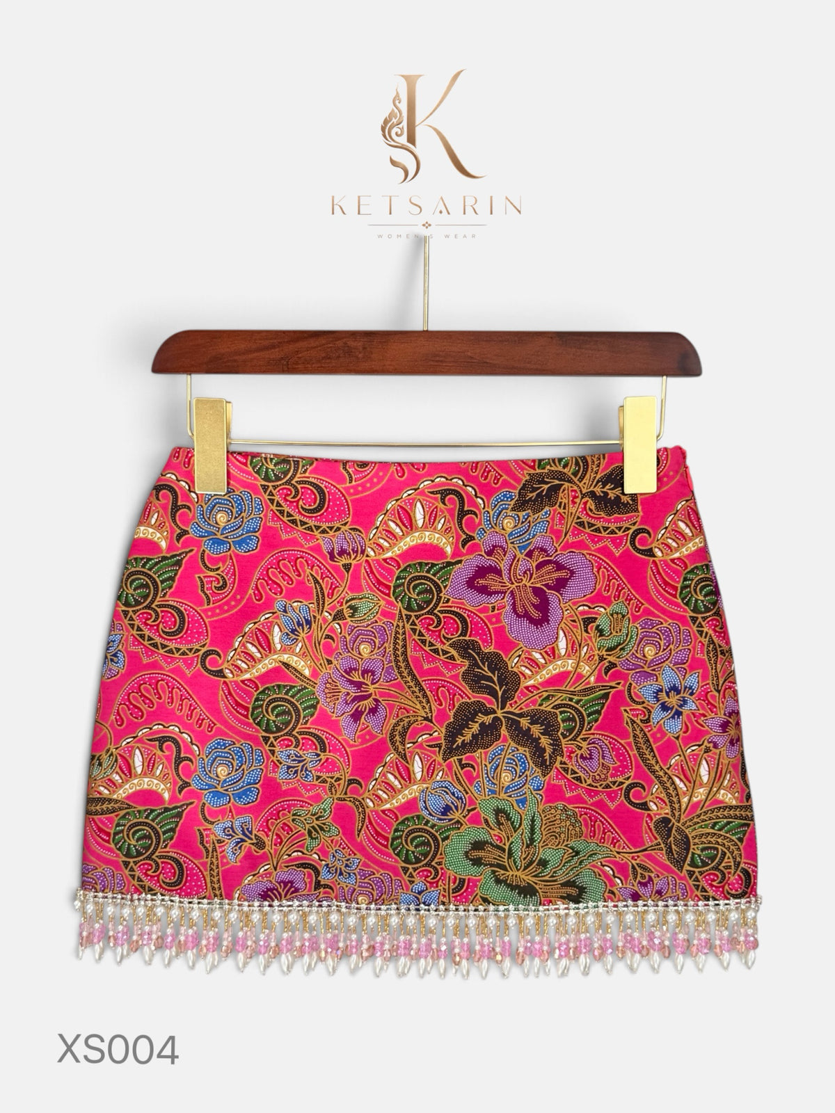 Iris Beaded Mini Skirt in Fuchsia (XS004)