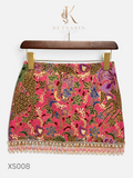 Heart Paisley Beaded Mini Skirt in Coral Pink (XS008)