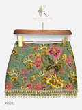 Lily Paisley Beaded Mini Skirt in Sage (XS010)