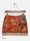 Lily Paisley Beaded Mini Skirt in Red (XS012)